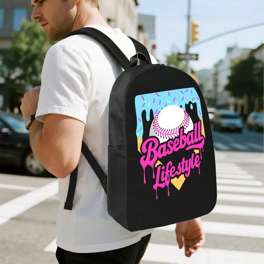 Baseball Drip Design Backpack  - Laptop Backpack 15.6 avaliação e preço
