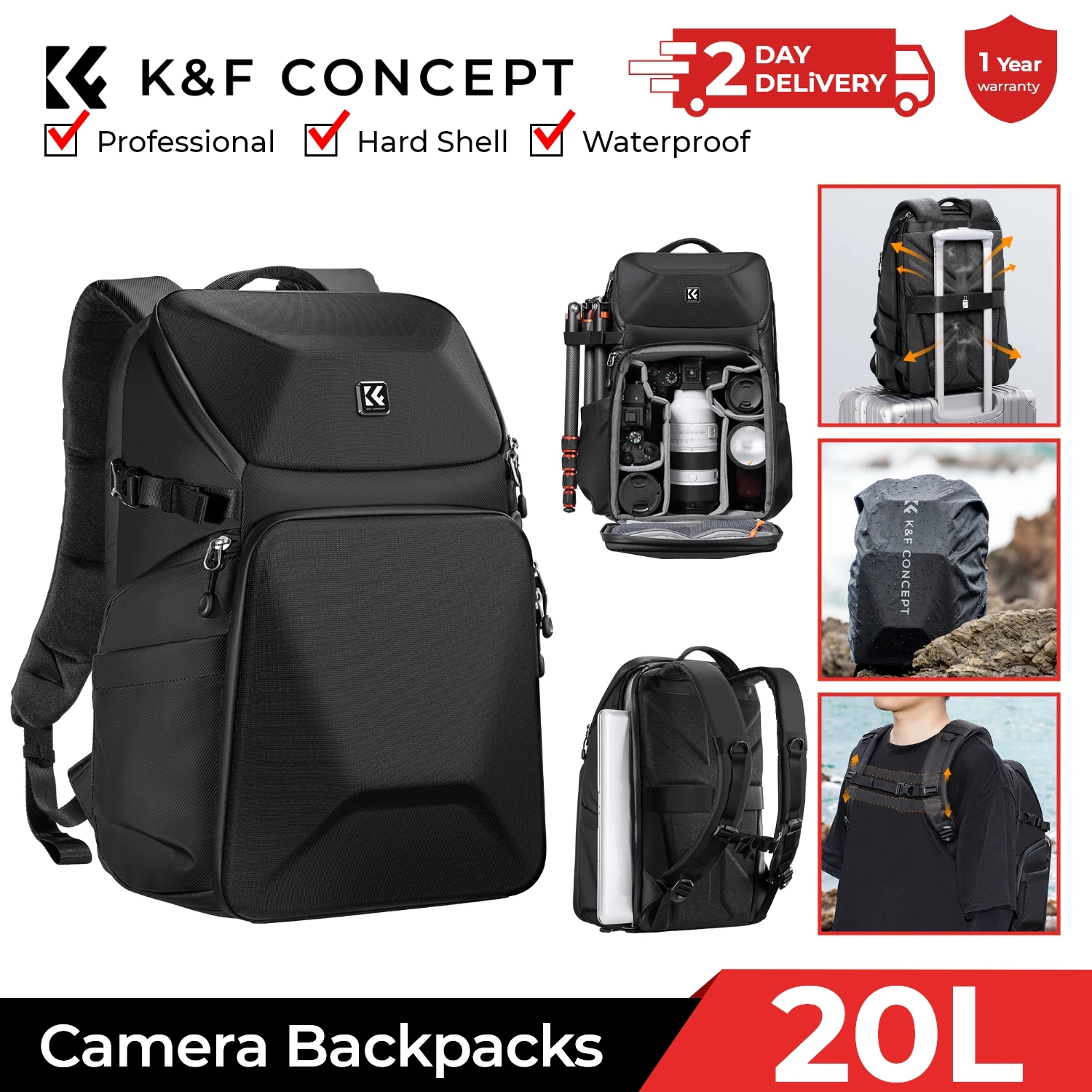 K&F CONCEPT 20L Camera Backpac - Laptop Backpack 15.6 avaliação e preço