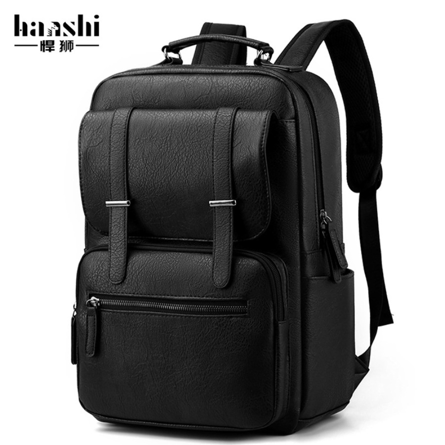 【New Arrival】Men's PU Leather  - Laptop Backpack 15.6 avaliação e preço