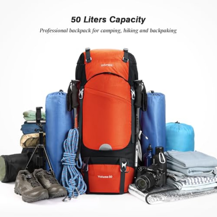 50L Hiking Backpack Travel Bag - Rain Cover Backpack avaliação e preço