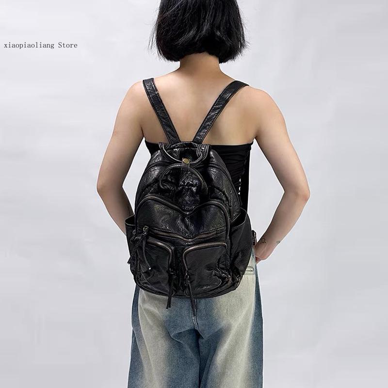 Luxury Soft Washed Pu Leather  - Leather Backpack Vintage avaliação e preço