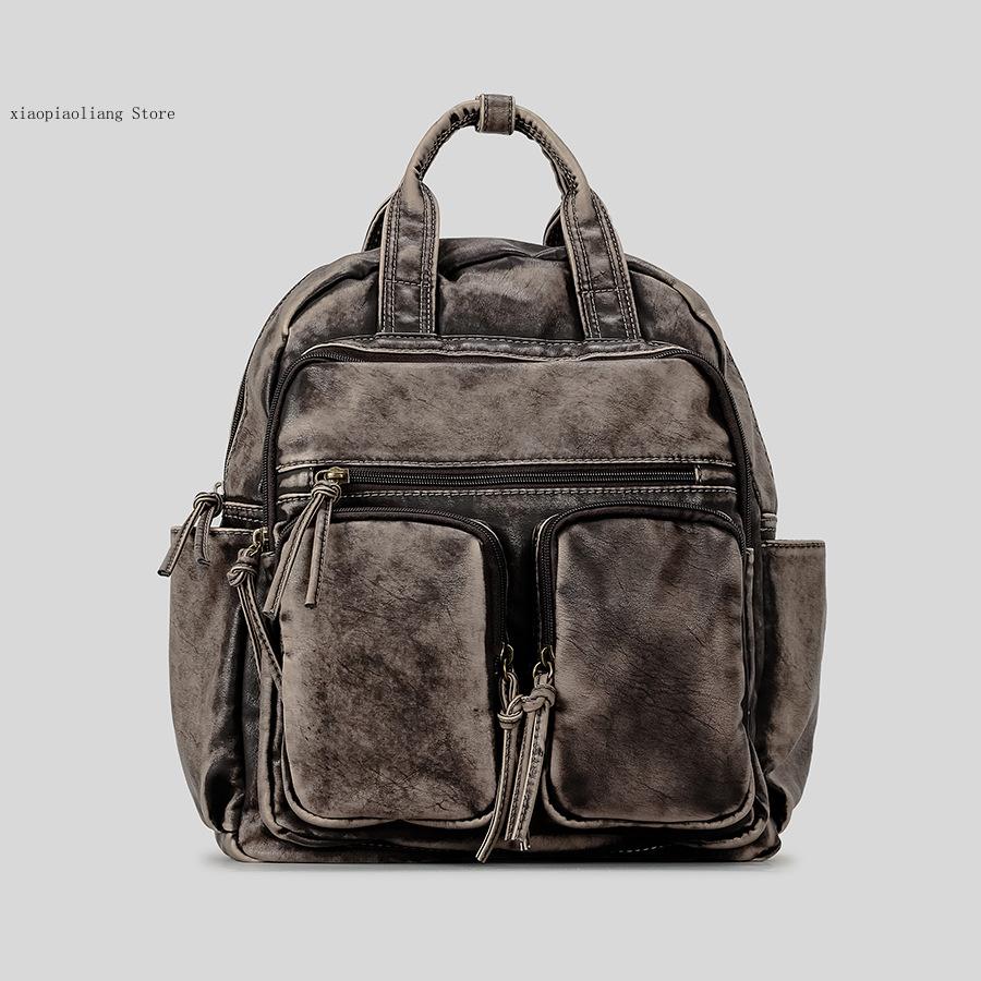 Luxury Soft Washed Pu Leather  - Leather Backpack Vintage avaliação e preço