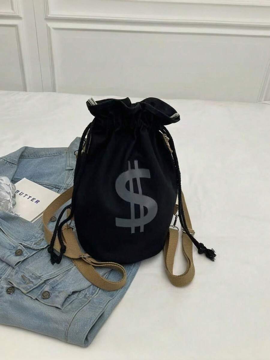 Black Canvas Drawstring Crossb - Canvas Backpack Casual avaliação e preço