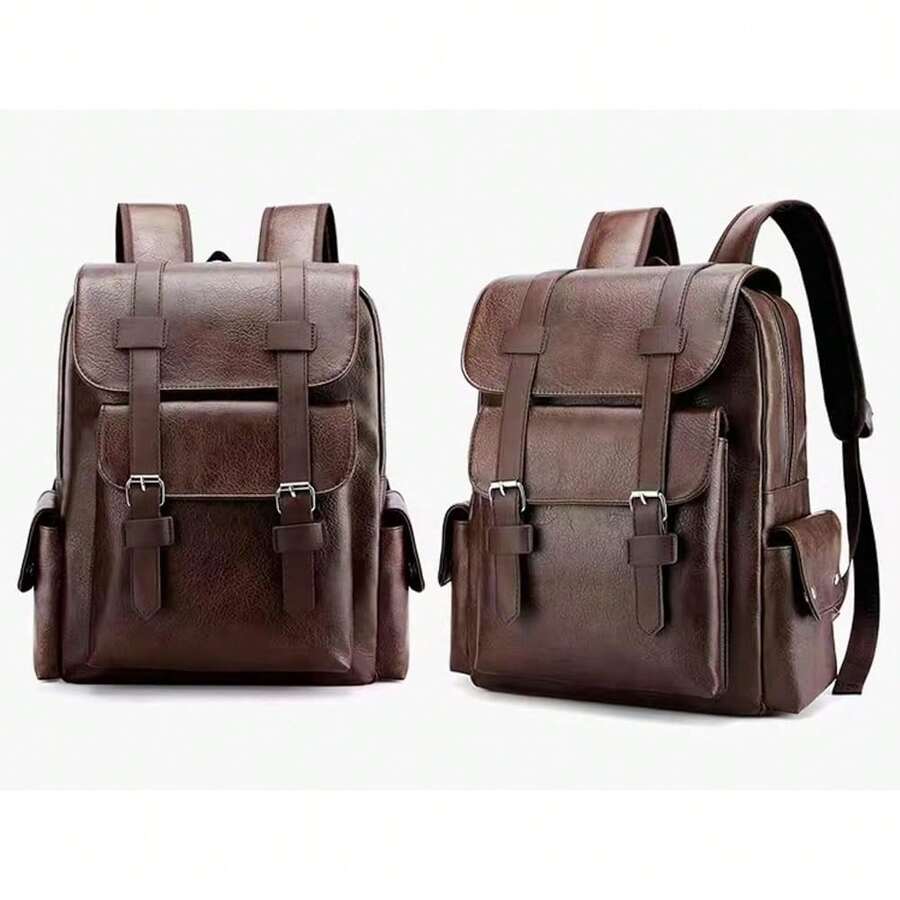 PU Leather Backpack For Men An - Leather Backpack Vintage avaliação e preço