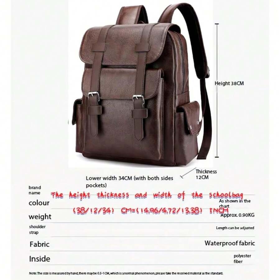 PU Leather Backpack For Men An - Leather Backpack Vintage avaliação e preço