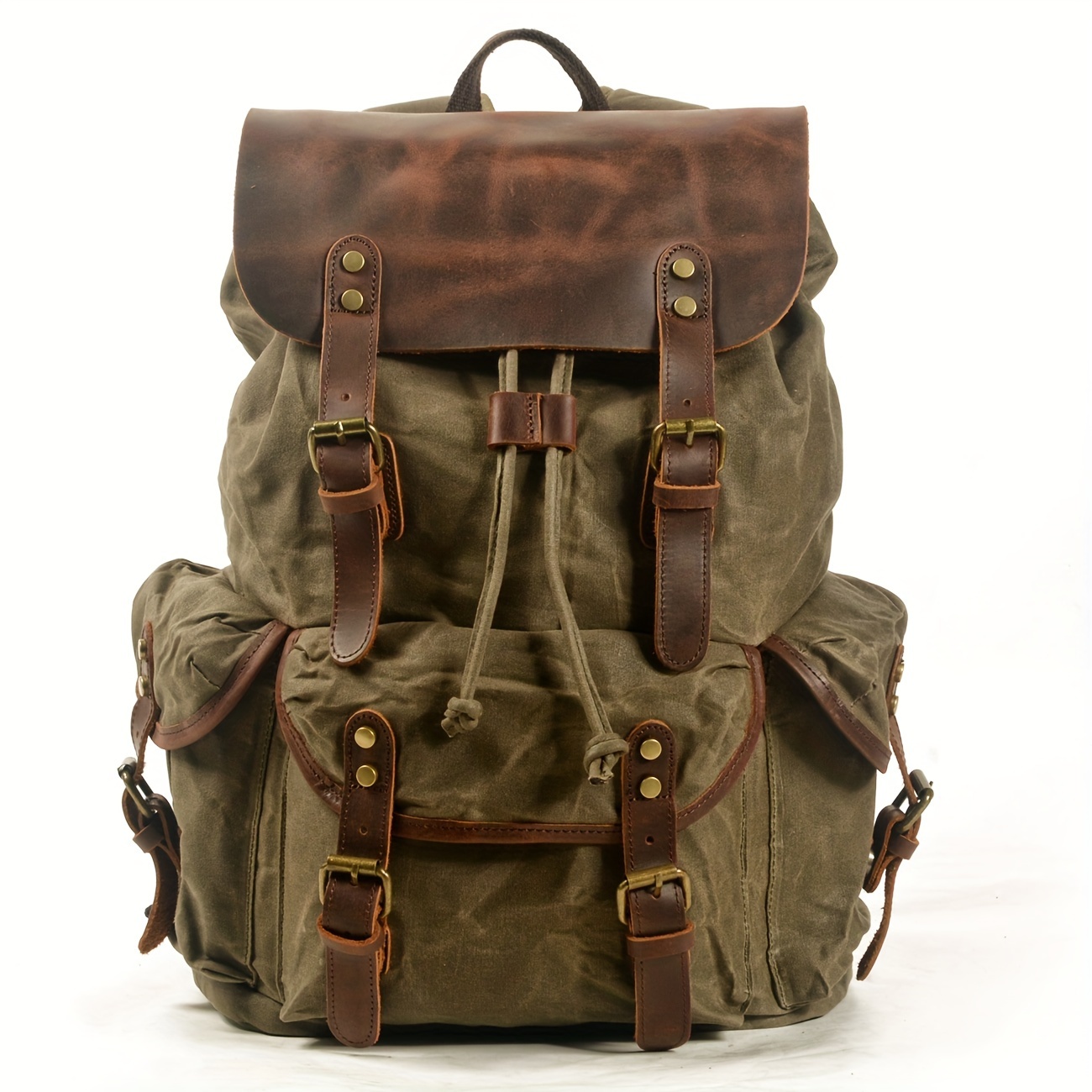 Vintage Men'S Leather Backpack - Canvas Backpack Casual avaliação e preço