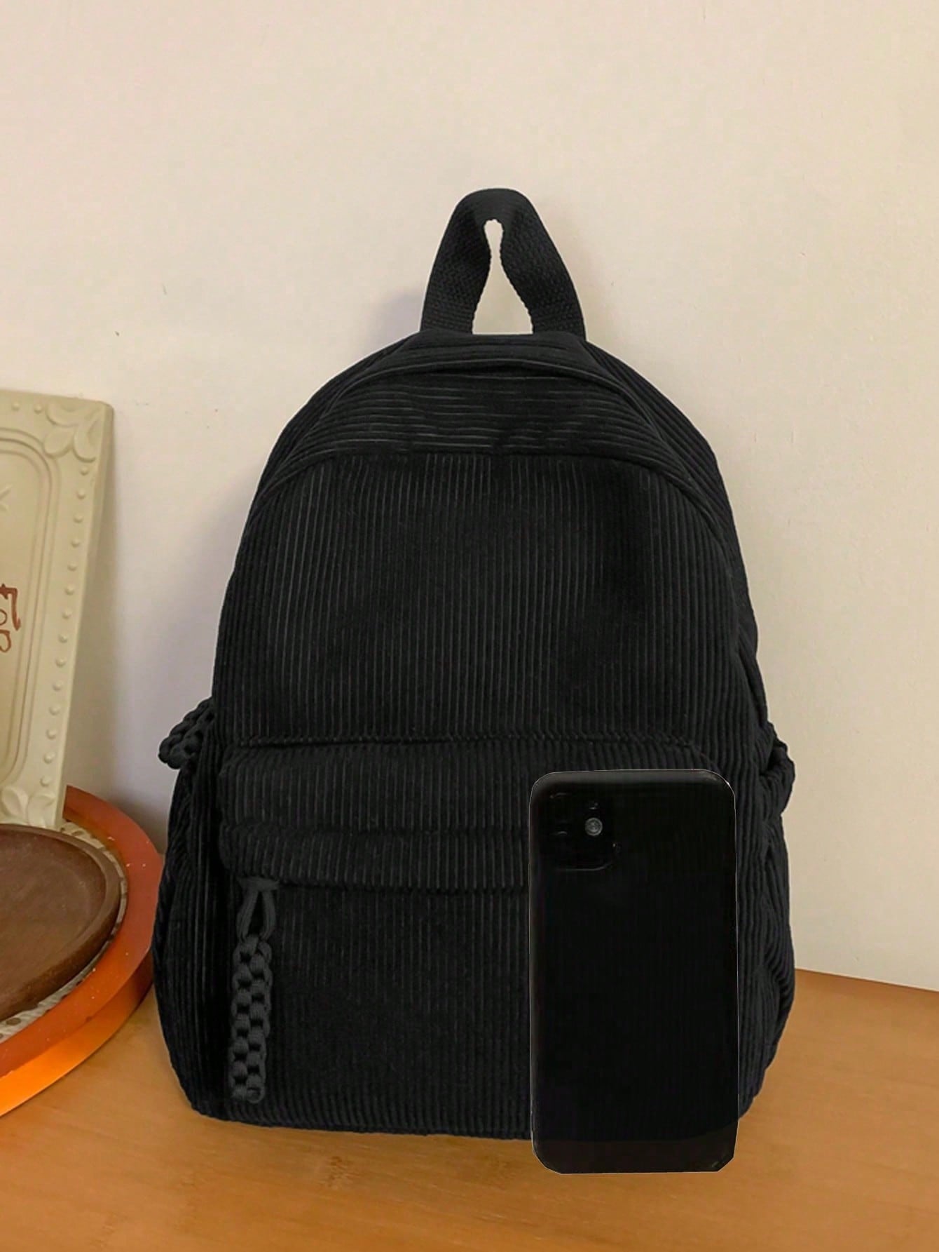 Solid Color Corduroy Fabric Fa - Fashion Backpack Women avaliação e preço