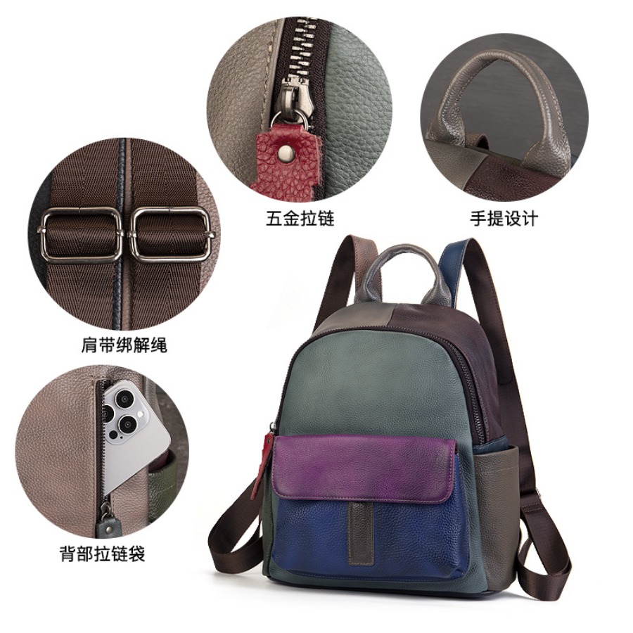 【New Arrival】 Vintage Color Bl - Leather Backpack Vintage avaliação e preço