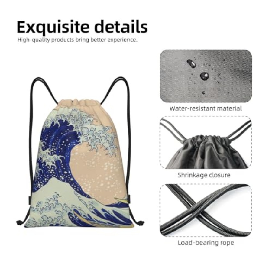 Japanese Kanagawa Ocean Great  - Drawstring Gym Bag avaliação e preço