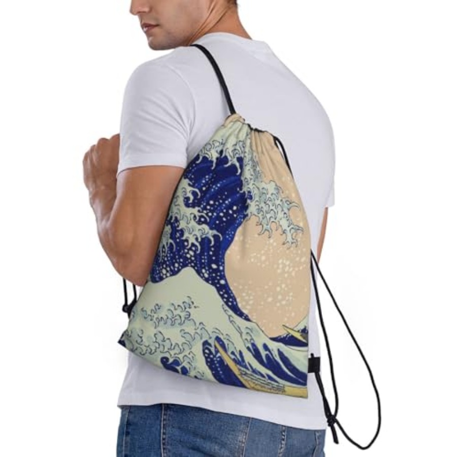 Japanese Kanagawa Ocean Great  - Drawstring Gym Bag avaliação e preço