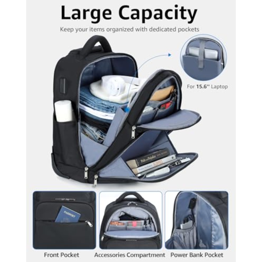 Rolling Backpack 30L Travel La - Laptop Backpack 15.6 avaliação e preço