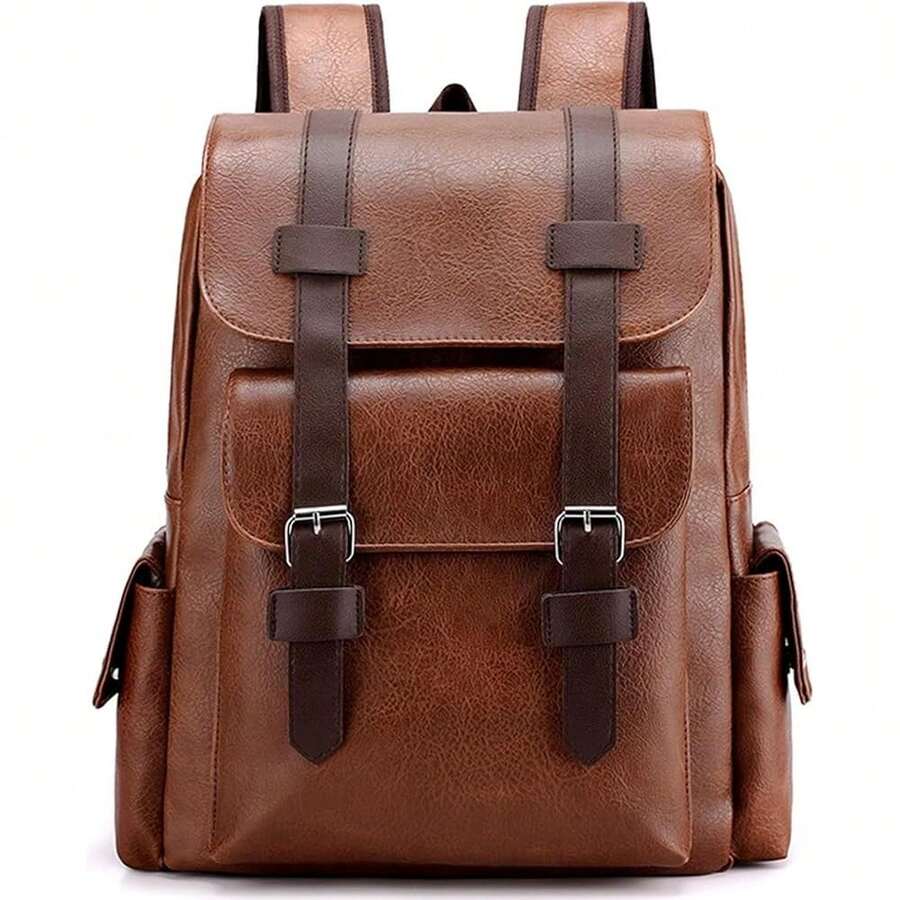 PU Leather Backpack For Men An - Leather Backpack Vintage avaliação e preço