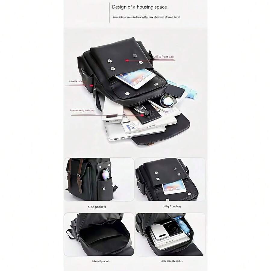 PU Leather Backpack For Men An - Leather Backpack Vintage avaliação e preço