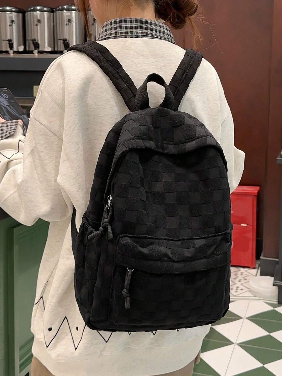 Womens Patchwork Plaid Faux Fu - Fashion Backpack Women avaliação e preço