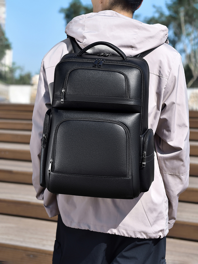 Men's Fashion Backpack PU Leat - Laptop Backpack 15.6 avaliação e preço
