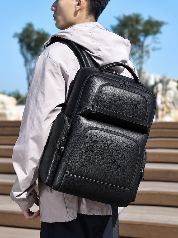 Men's Fashion Backpack PU Leat - Laptop Backpack 15.6 avaliação e preço