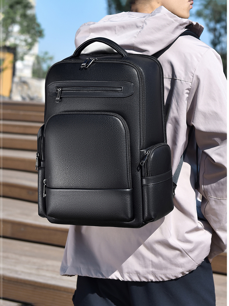 Men's Fashion Backpack PU Leat - Laptop Backpack 15.6 avaliação e preço