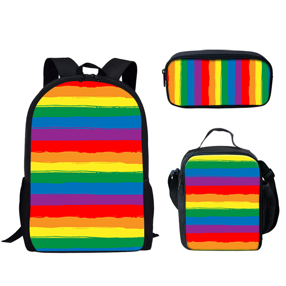 Rainbow Pride Stripes Print 3S - School Backpack Teen avaliação e preço