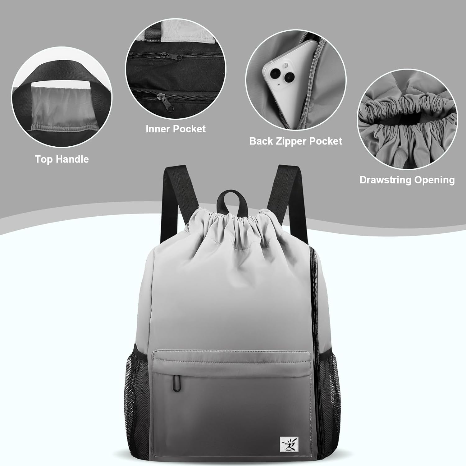 Drawstring Backpack with Mesh  - Drawstring Gym Bag avaliação e preço