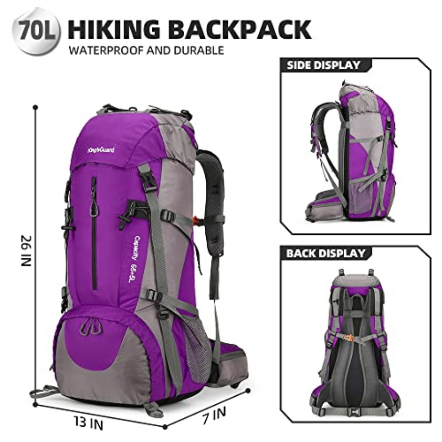 70L Hiking Backpack with Rain  - Rain Cover Backpack avaliação e preço