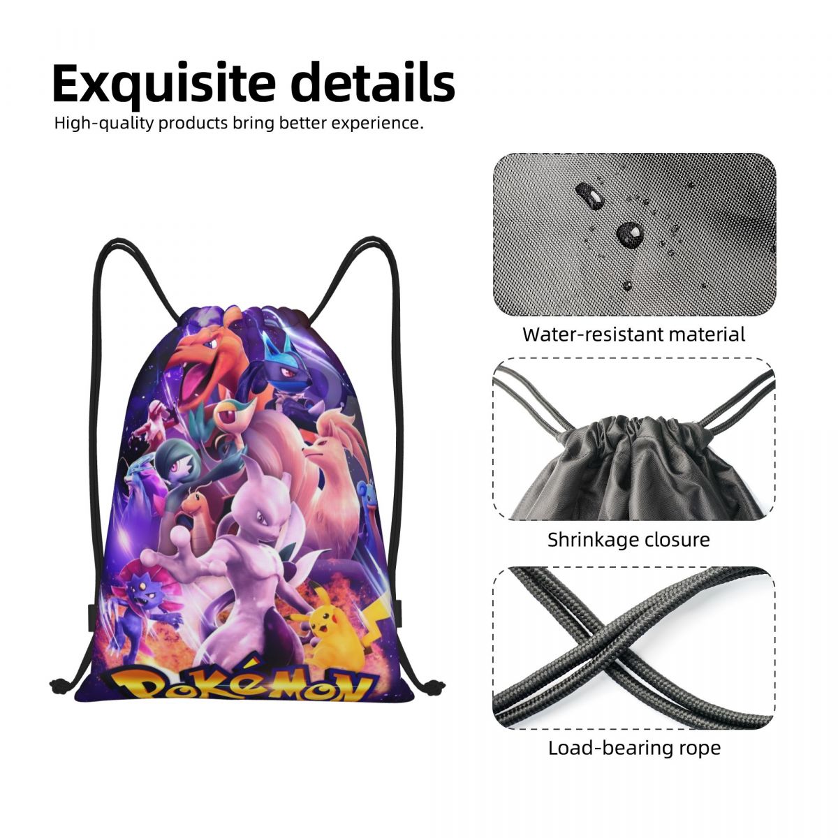 Cute Cartoon Manga Poke-Mon Ba - Drawstring Gym Bag avaliação e preço