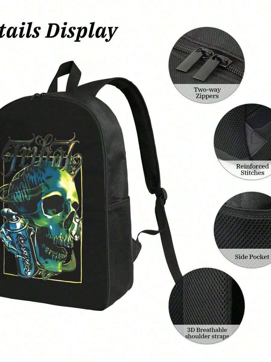 Graffiti Skull Waterproof Back - Travel Backpack Anti Theft avaliação e preço