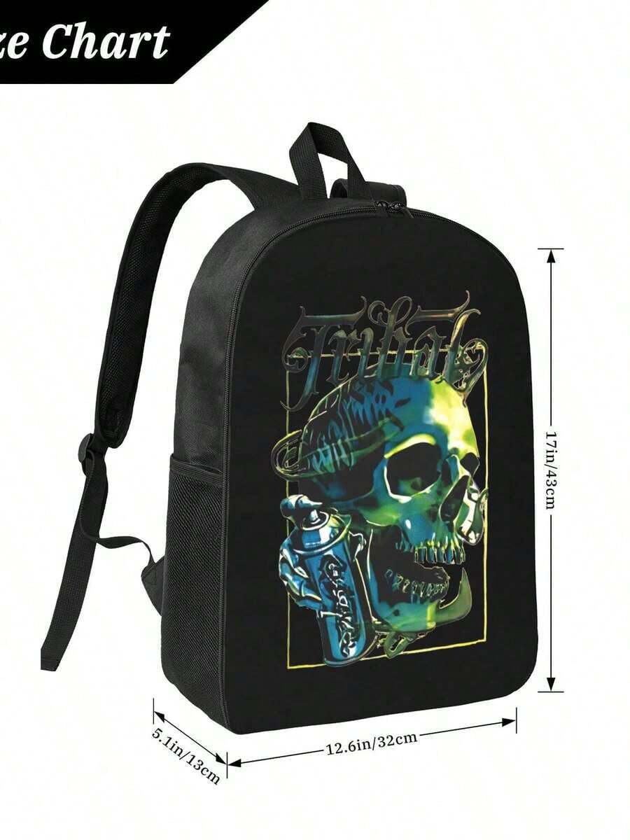 Graffiti Skull Waterproof Back - Travel Backpack Anti Theft avaliação e preço
