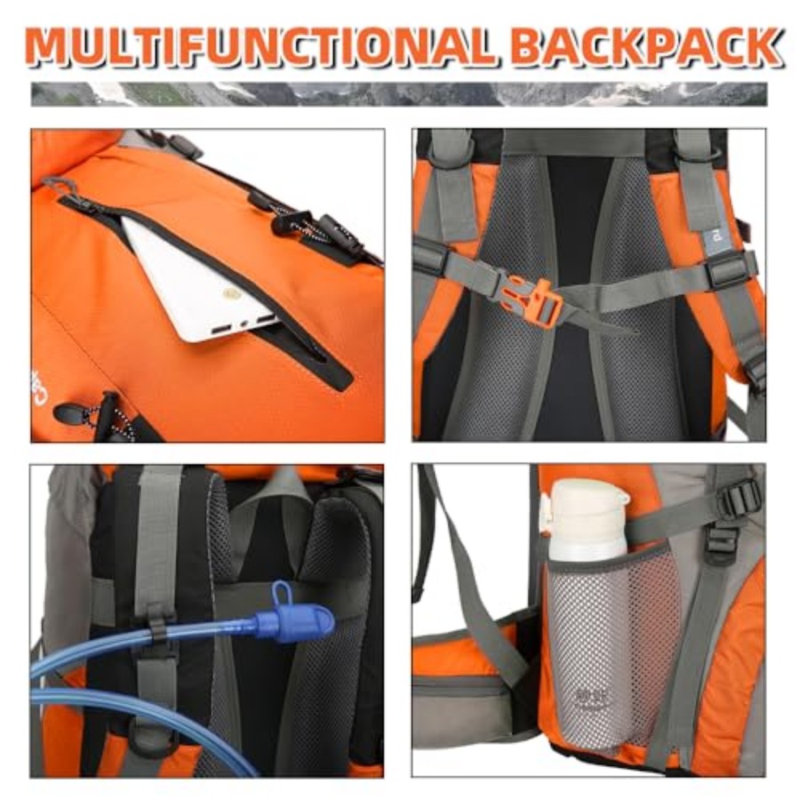 70L Hiking Backpack with Rain  - Rain Cover Backpack avaliação e preço