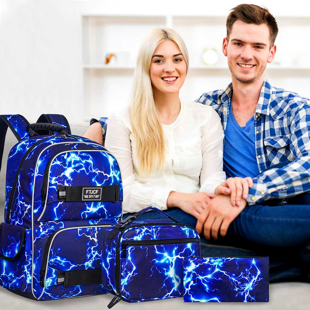3PCS Lightning boys Backpack,  - School Backpack Teen avaliação e preço