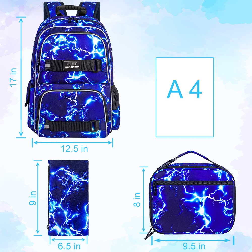 3PCS Lightning boys Backpack,  - School Backpack Teen avaliação e preço