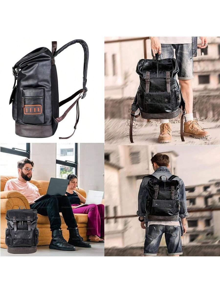 Vintage Black Leather Laptop B - Leather Backpack Vintage avaliação e preço