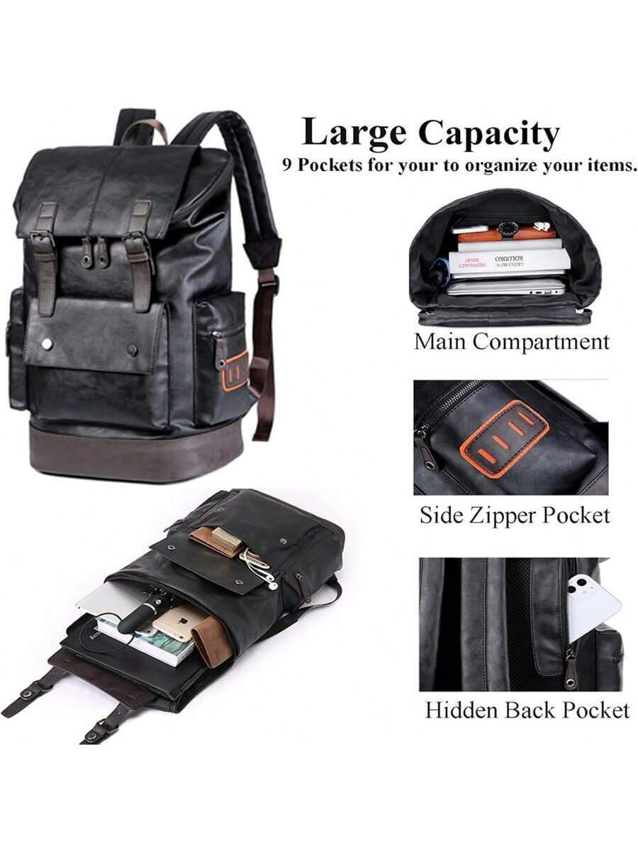 Vintage Black Leather Laptop B - Leather Backpack Vintage avaliação e preço