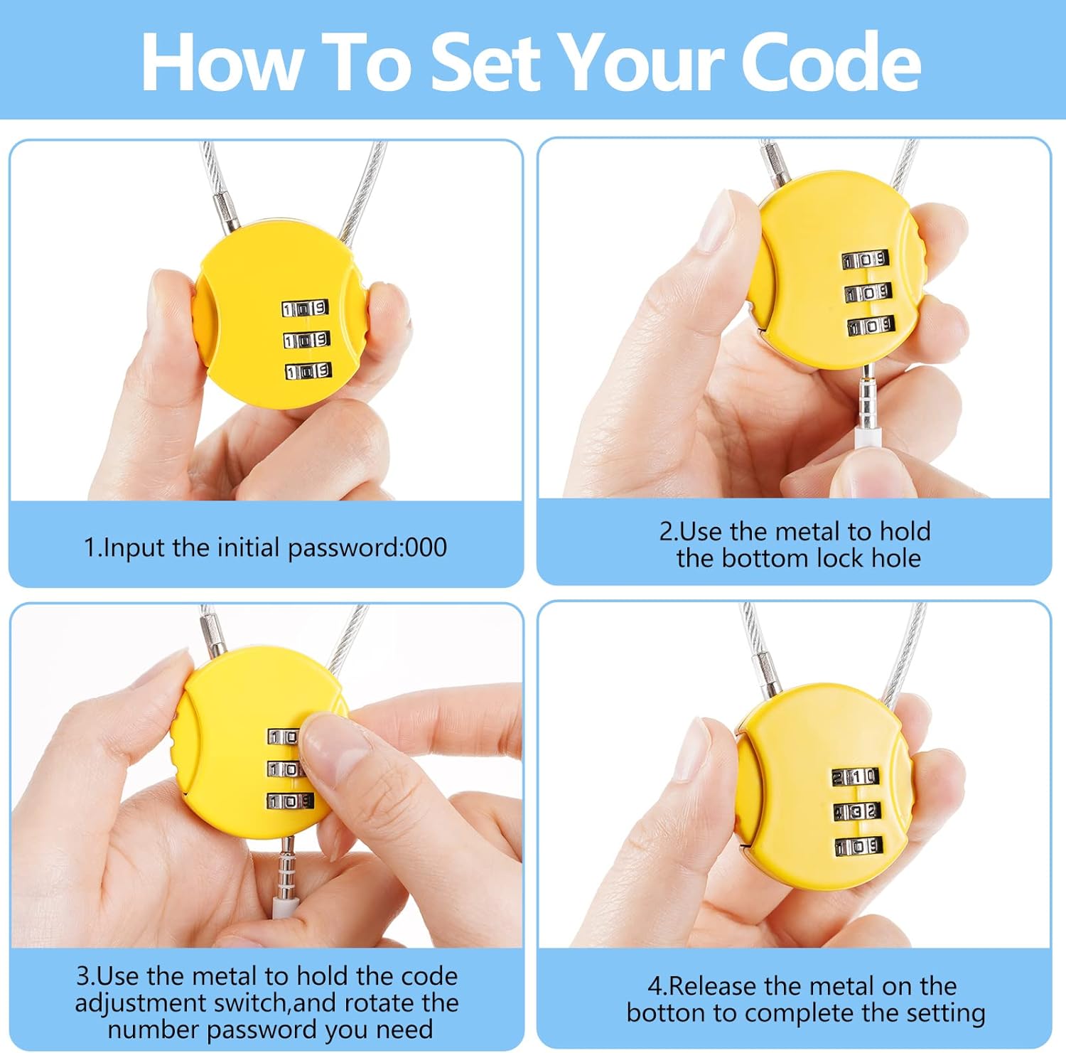 8 Pack Combination Wire Lock 3 - Backpack Lock Combo avaliação e preço