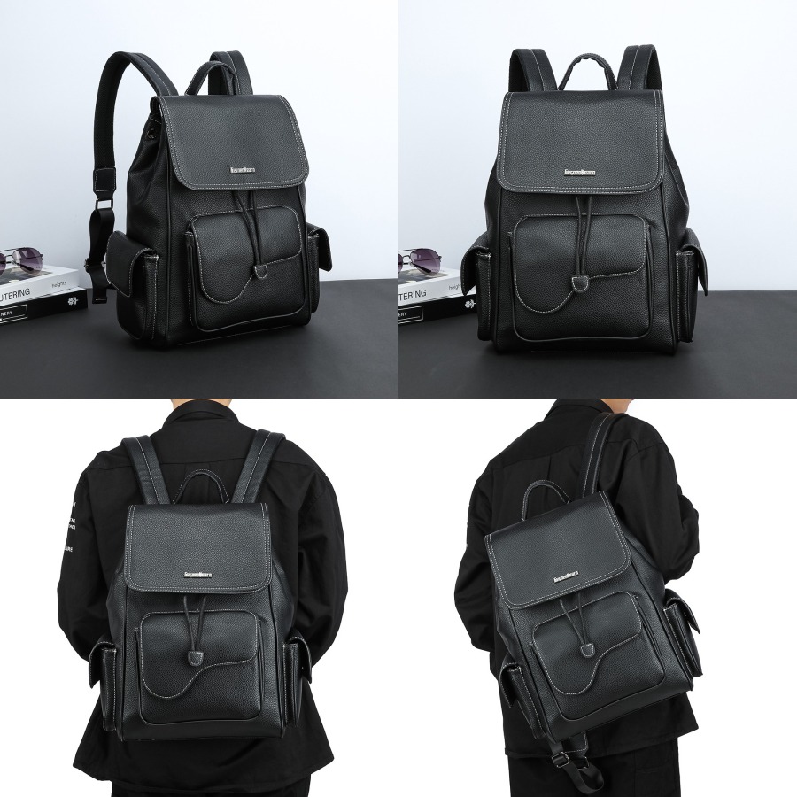 【New Arrival】Women's Black Fau - Leather Backpack Vintage avaliação e preço