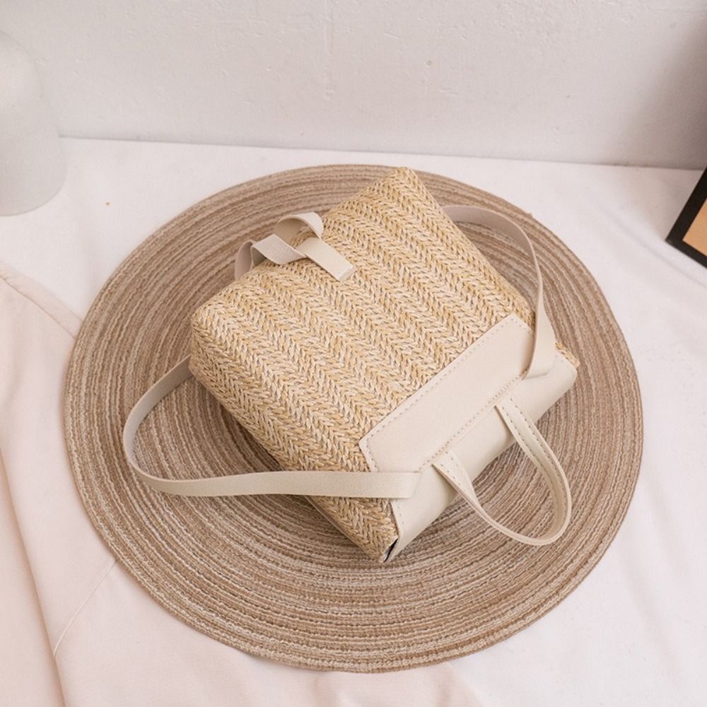 Fashion PU Leather Straw Backp - Leather Backpack Vintage avaliação e preço